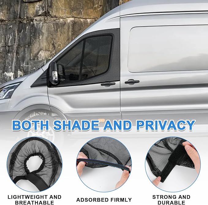 Magnetic Window Screens Customized for Ford Transit MK6 MK7 MK8 MK9 150/250/350/350HD 2000-2025, Front Door Bug Mesh (Pair), Keeps Bugs Out Magnetic Bug Mesh, Easy to Install
