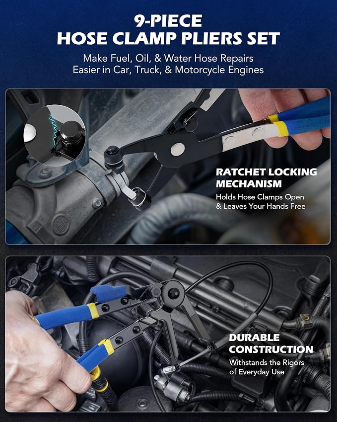 Orion Motor Tech 10pc Snap Ring Pliers Set, Internal & External Circlip Pliers With Bent & Straight Pliers & 14 Piece Disconnect Set with Fuel Filter Caliper Hose Pipe, Bundle