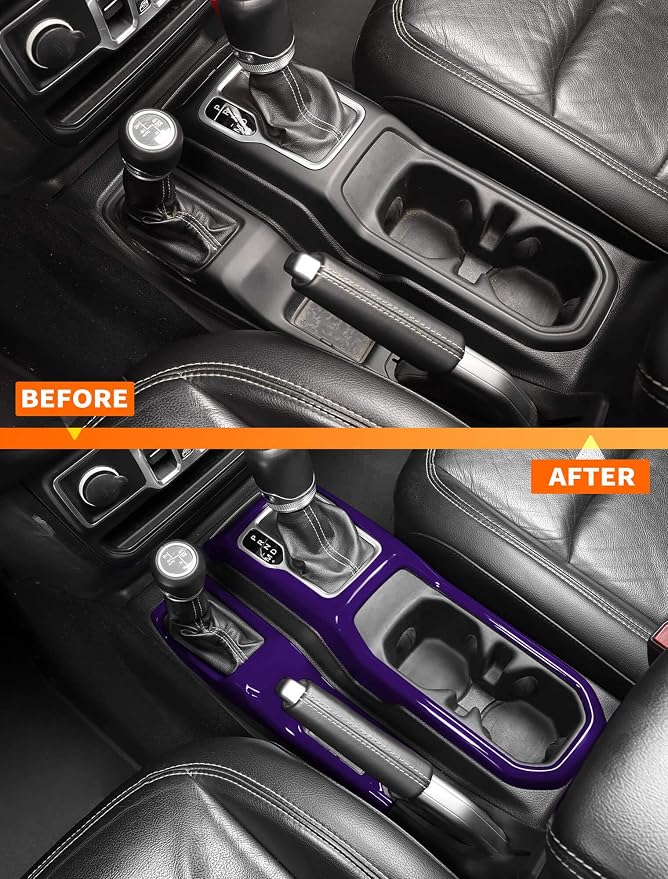 Savadicar Purple Interior Accessories - Gear Shift Panel Trim Set for 2018-Present Jeep Wrangler JL JLU 4XE & Gladiator JT - Solid Color Interior Decor Upgrade Option, 2-Piece