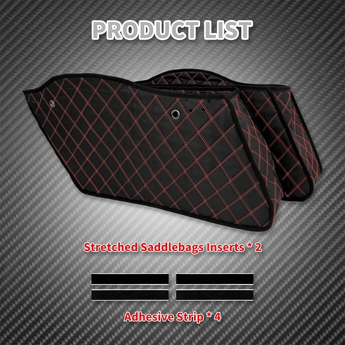 Motorcycle Drop-in Saddlebag Carpet Liners Fits for Harley Touring Models Road King Road Glide Road King Electra Street Ultra Glide Classic 1993-2013 (Red Thread)