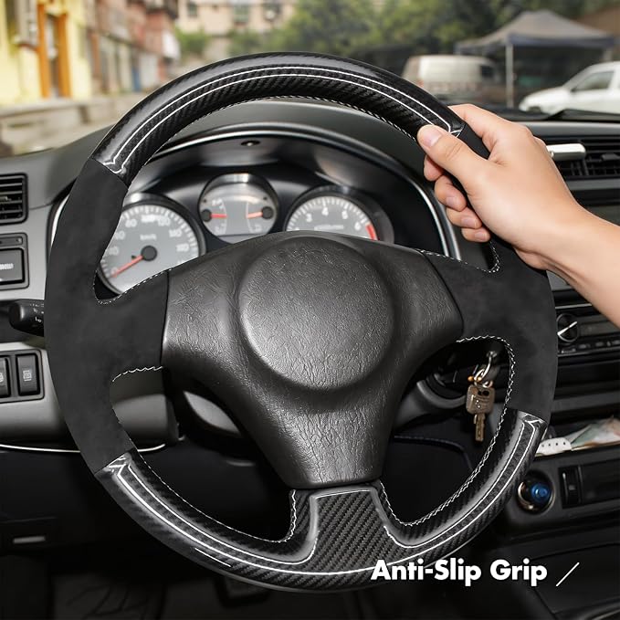MEWANT Hand Stitch Steering Wheel Cover for Toyota RAV4 1998-2003 / Celica 1999-2006 / Corolla 2003-2008 / Matrix 2002-2008 / MR2 1999-2007 / Supra/Caldina, Custom Fit DIY Wrap Interior Accessories