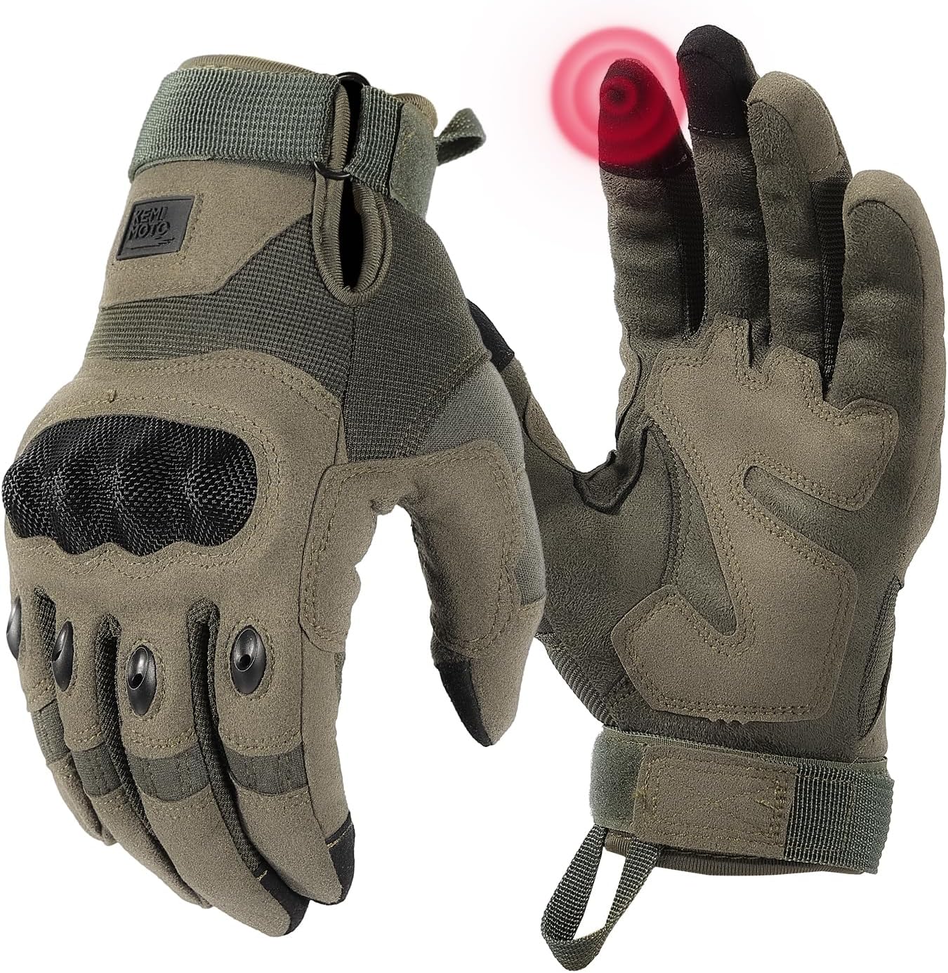 KEMIMOTO Tactical Gloves for Men, Touchscreen Motorcycle Gloves with Hard Shell & Palm Padding for Sports Motorcycle Cycling Tactical Airsoft Paintball Hunting Hiking Camping Climbing