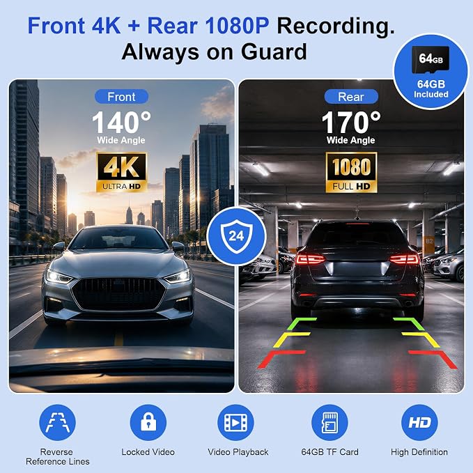9" Wireless Apple CarPlay & Android Auto CarPlay Screen with 4K Dash Cam, Portable CarPlay Display with 1080p Backup Camera, GPS Navigation, Mirror Link, Bluetooth 5.0, FM, Voice Control