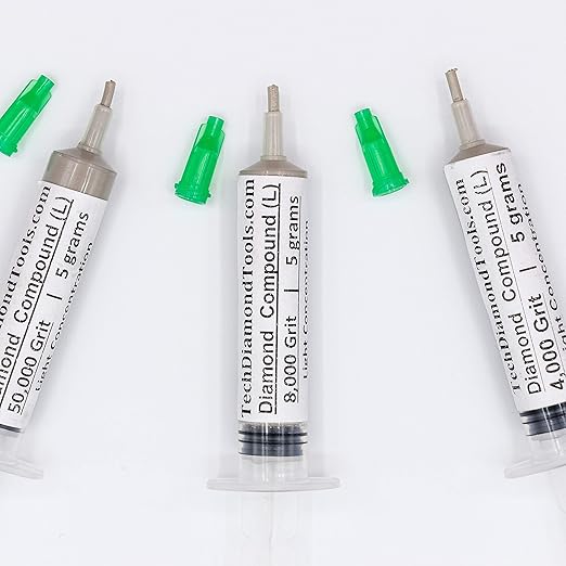 TechDiamondTools Kit of 3 Diamond Polishing Compound Polishing Paste USA Made 4000 8000 50000 Grit for Marble Glass Metal Rock Jewelry Resin Silver Gemstone with 10% of Diamond Powder