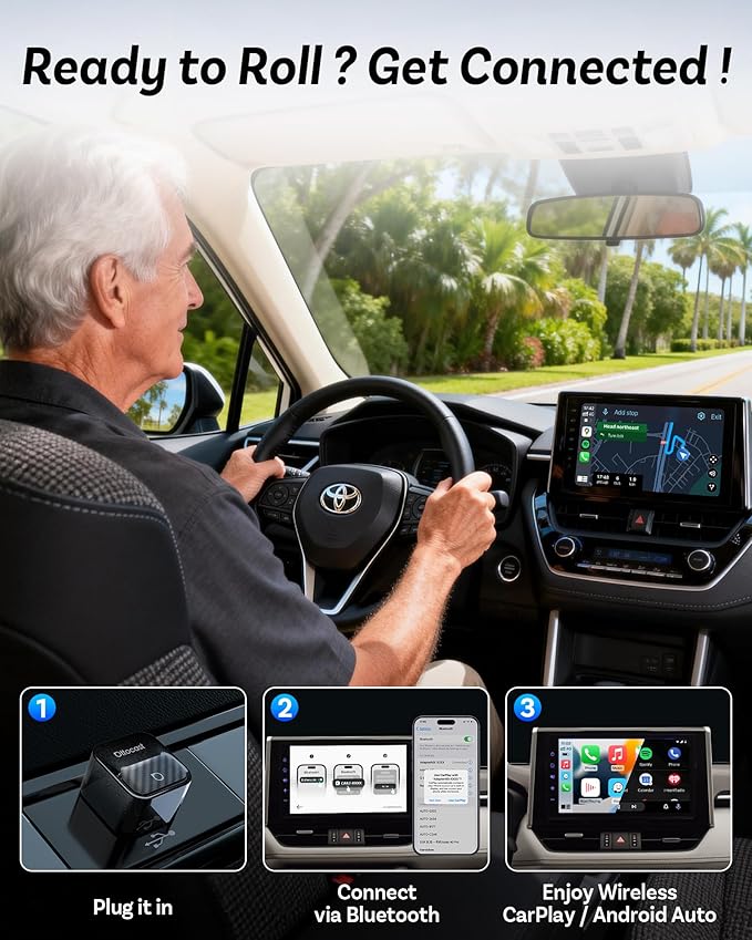 Ottocast Mini Core, 2026 Next-Gen Wireless CarPlay & Android Auto Adapter, WiFi 6 & Bluetooth 5.4 Ultra-Fast Connection, One-Touch Device Switching, Plug & Play, Auto Connect for iPhone & Android