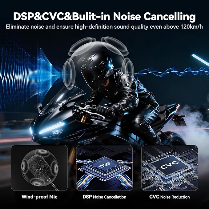 XGP X10 10 Riders Group Mesh Motorcycle Intercom, 3000m Motorcycle Bluetooth Headset V5.3 with Audio Multitasking/Music Sharing, Helmet Communication Systems for ATV/Snowmobile/Ski,1 Pack