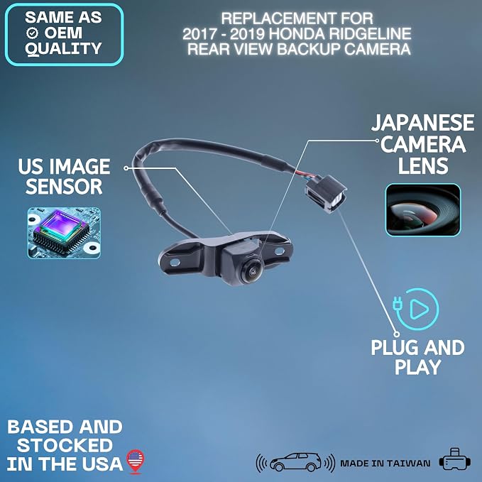 Backup Camera Replaces for 2017-2019 Honda Ridgeline OE Part # 39530-T6Z-A01