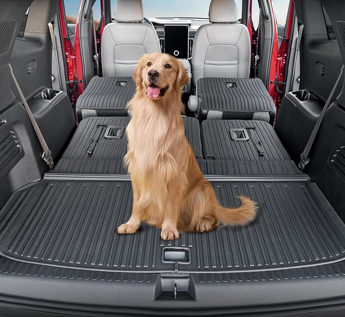 Cargo Mat Backrest Mats for 2024 2025 2026 GMC Acadia 7 Seats Car Accessories, All-Weather TPE Protector Cargo Liner Trunk Mat Seat Back Coversw