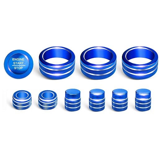 Knob Covers for Honda Civic Accessories 2026 2025 2022-2024 for CRV 2026 2025 2024 2023 for Acura Integra 2025 2024 2023 AC Knob, Air Vent, Audio Control, Push Start Button Cover Ring 11Pcs (Blue)