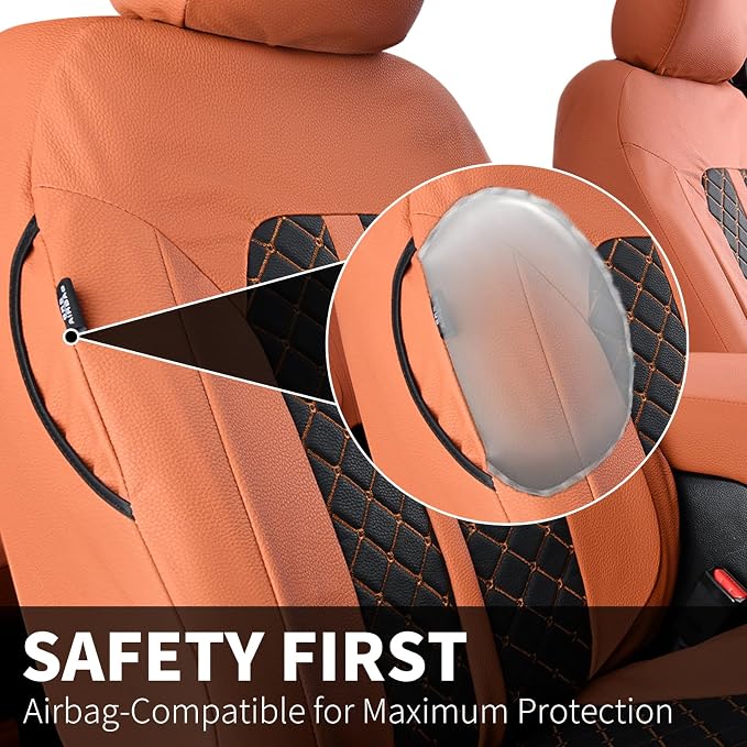 Truckiipa Front Ford F150 Seat Covers, Waterproof Leather Seat Covers Truck Fit for 2015-2026 Ford F150 SuperCrew, 2017-2026 F250 F350 F450 Super Duty Crew Cab, Front Pair, Brown&Black