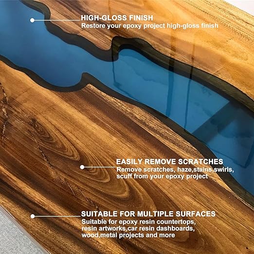 Resin Polishing Kit,32oz Kit of Resin Polish (16oz) & Epoxy Cleaner (16oz), Premium Epoxy Polishing Kit, Polishing Compound for Table Countertop, Removes Scratches & Scuffs