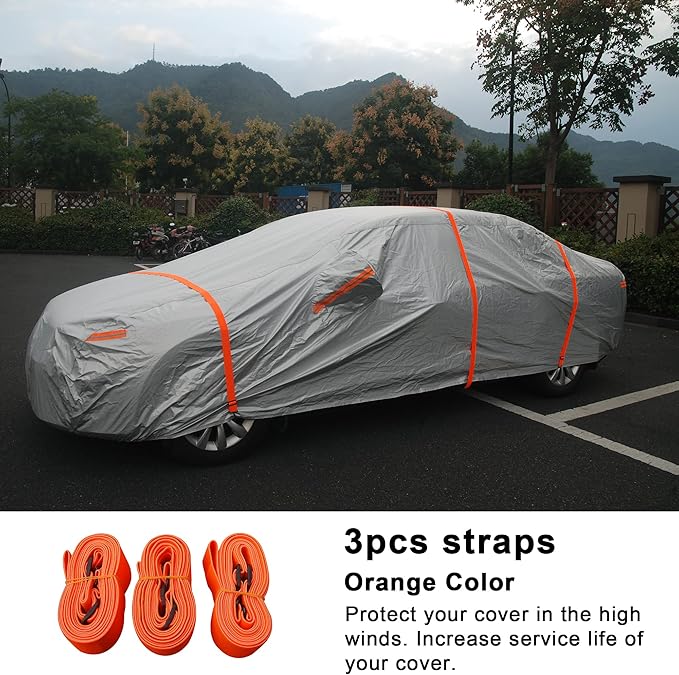 SEAZEN Car Cover Straps Wind Protector, 3 Pcs Elastic Adjustable Rope Protect Your Car Cover from Blowing Off in High Winds, Universal Fit