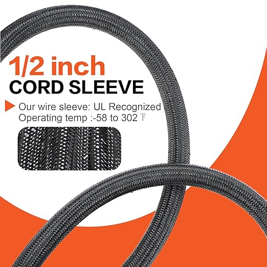 4 Gauge Wire(25ft Each - Red/Black) Copper Clad Aluminum CCA Automotive Wire with 50ft 1/2" Cable Sleeve - Ideal for Car Audio, Solar, Auto, RV, Marine Power & Ground Cables