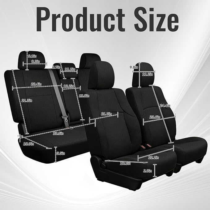 Thick Composite Fabric Front&Rear Seat Covers for Toyota 4Runner 2011-2024,Waterproof and Scratch-Resistant, Providing Outstanding Protection,Heavy Duty Padded-Black