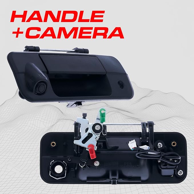 Master Tailgaters Black Tailgate Handle with Backup Camera Replacement for Toyota Tundra (2007-2013) | IP68 Waterproof | Parking Grid Lines Available | Easy to Install