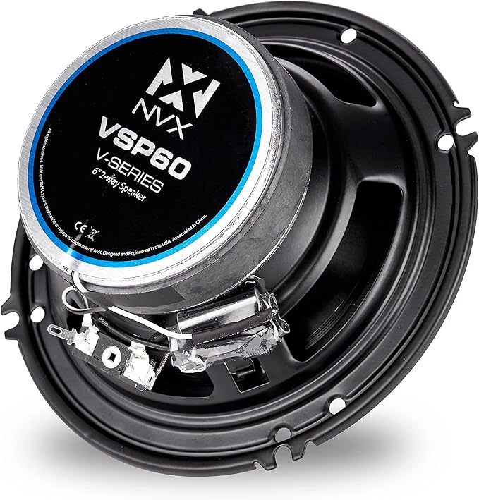 NVX® VSP60 6" Premium Car Speakers, 600W Max, 200W RMS, 2-Way 6 inch Coaxial w/ 1" Silk Dome Tweeters & Built-in X-Overs, Easy to Install in Cars/Trucks/Doors (Pair)