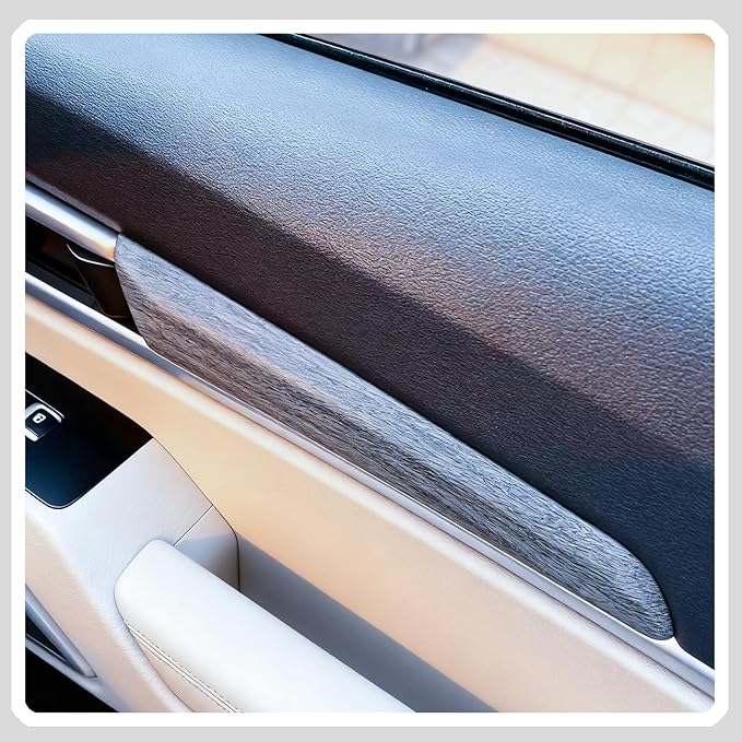 Door Panel Cover, for Kia Telluride 2020 2021 2022 2023 2024 2025 2026, Interior Door Handle Trim Overlay - Gray Wood Grain Pattern Protective Accessories