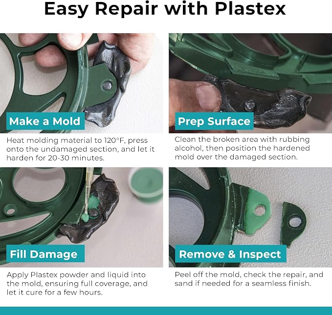 Plastex Plastic Repair Kits - Easily Glue, Repair or Remake Broken Plastic, Fiberglass, Wood & More! (Standard Green Kit)