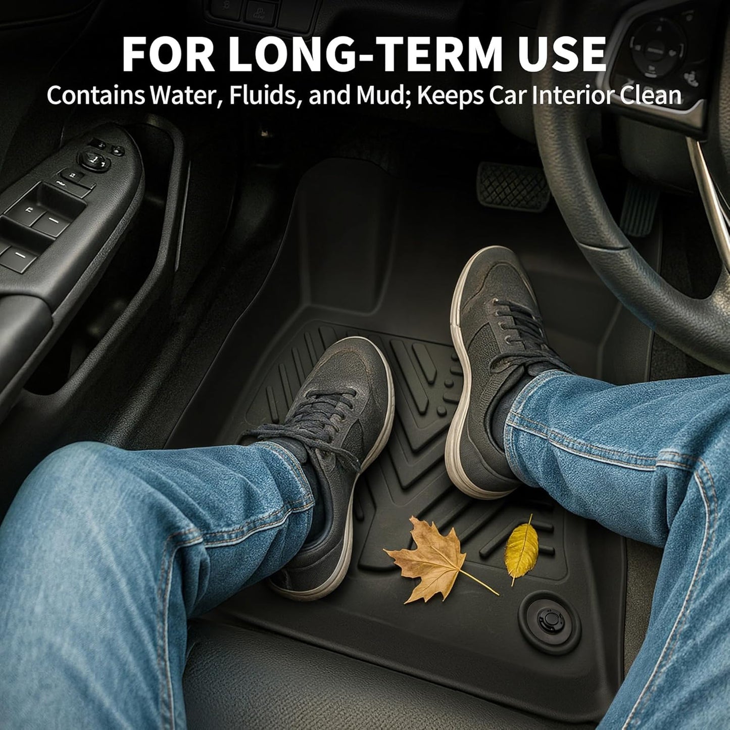 YITAMOTOR Floor Mats Fit for 2018-2025 Ford Expedition/Expedition Max (Only Fit 8 Seats) with 2nd Row Bench Seat, All-Weather Custom Fit Front 1st & 2nd 3rd Seat Black Floor Liner Set