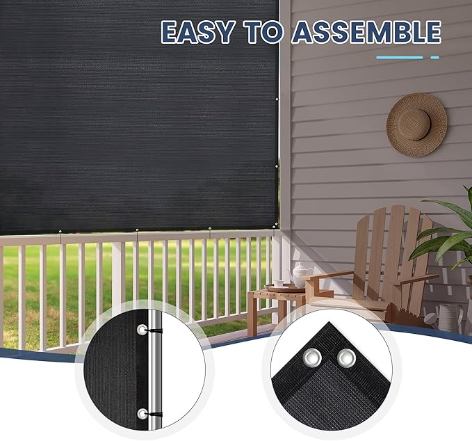 90% Sun Shade Cloth with Grommets, Customizing Outdoor Pergola Shade Cover, Heavy-Duty Mesh Tarp Patio Sun Screen for Lawn Garden Backyard, 5X24 FT, Black