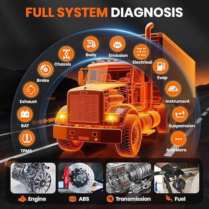ANCEL V5HD PRO Heavy Duty Truck Scanner, Diesel Diagnostic Tool with DPF Regen & Bi-Directional Control, Full System Scan for Cummins Detroit Caterpillar Volvo Paccar, for Fleets & Truck Owners