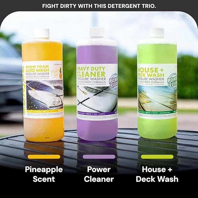 Sun Joe 3-Pack Pressure Washer Concentrate, Multi-Scent, 1 Gal Each – House & Deck Wash, Snow Foam Auto Wash, All-Purpose Cleaner – For Home, Garage, Driveway, Outdoor, SPX-ASST3Q