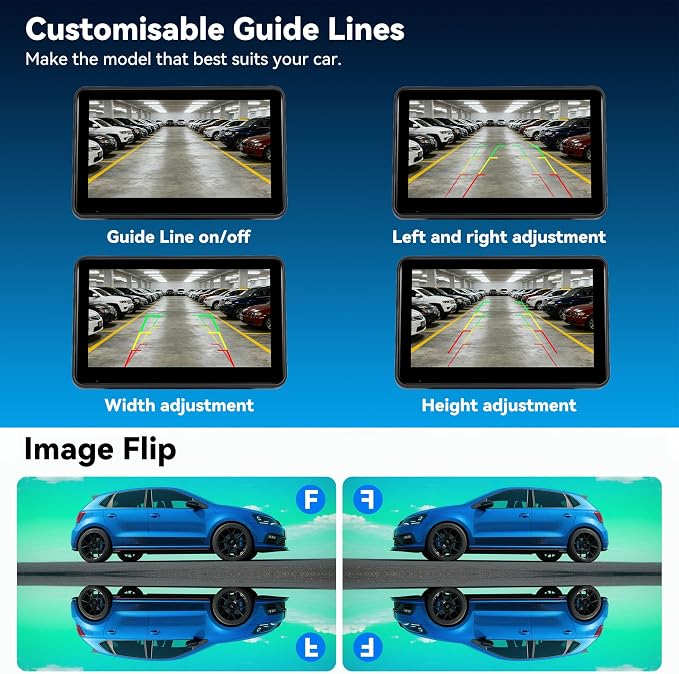 7 Inch Touchscreen Wired Backup Camera System, AHD 1080P Full Color Night Vision, 4K DVR Recording, IP68 Waterproof, Loop Recording, Parking Monitor, 9-32V for Truck Tractor Excavator Skid Steer RV