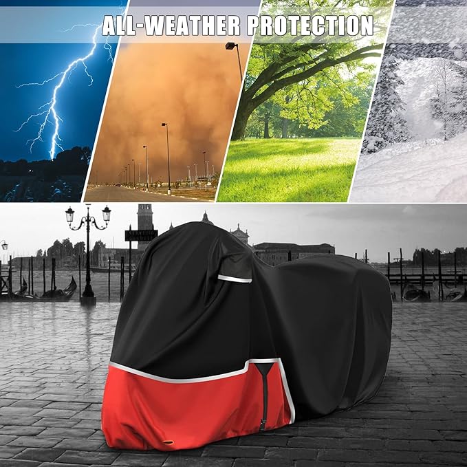 Waterproof Motorcycle Cover Replace for Honda Goldwing with Trunk Models, 420D Oxford Cloth GL1500, GL1800, Valkyrie Interstate Motorcycle Cover for Snow Rain Dust Protection