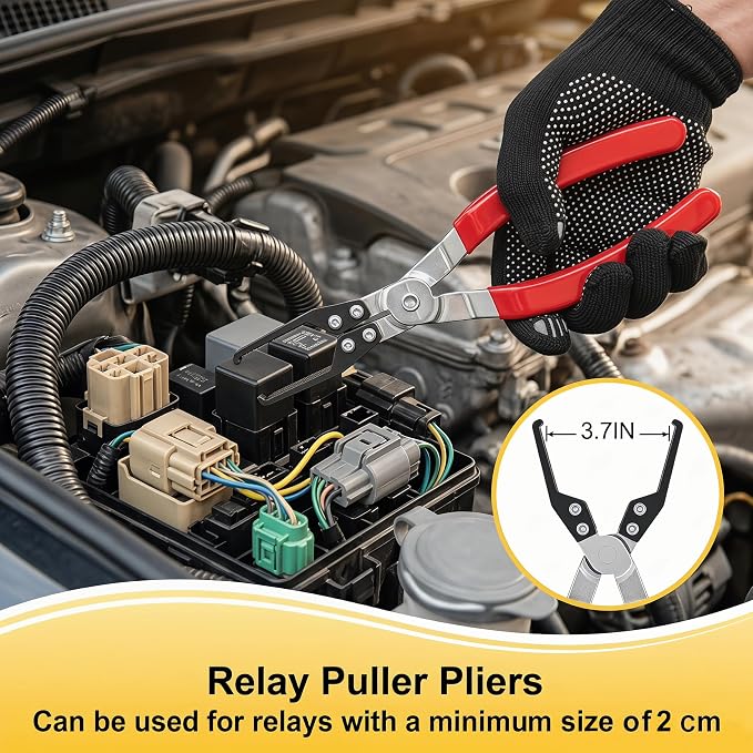 9PCS Disconnect Pliers Electrical Connector Removal Tool with Bag and golve | Hose Clamp Pliers & Fuel Line Disconnect Tool Set, Safe Tight Engine Bay Repair, Electrical Connector Removal & Maintenance