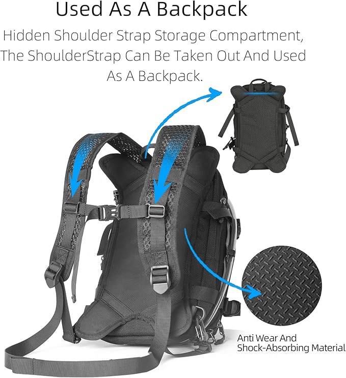 Rhinowalk Motorcycle Tank Bag Backpack Travel Luggage Separate Water Bag Duffel Bag with molle system fits most Adventure and Sport Motorcycle Frames
