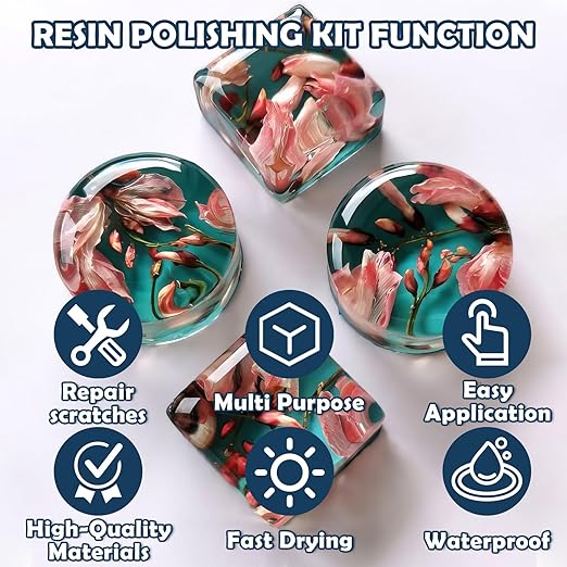 Resin Polishing Kit, Removes Scratches & Scuffs Epoxy Polish 16oz and Cleaner 16oz, for Epoxy, Metal, Jewelry
