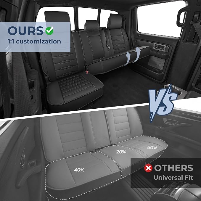 Seat Covers for Ford F150 2009-2025 2026 - F250/F350/F450 2017-2025 2026: 5 Seat Covers Full Set Faux Leather Truck Seat Covers Car Cushion (5 Seats,Black)