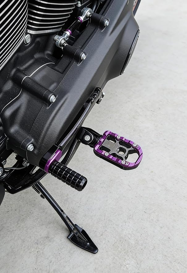 Motorcycle Mid Control Kit Footpegs Linkage Lever Set Fit for Harley Softail Low Rider FXLRS 2020-2025 FXLRST 2022-2025 Street Bob FXBB 2018-2025 (Purple)