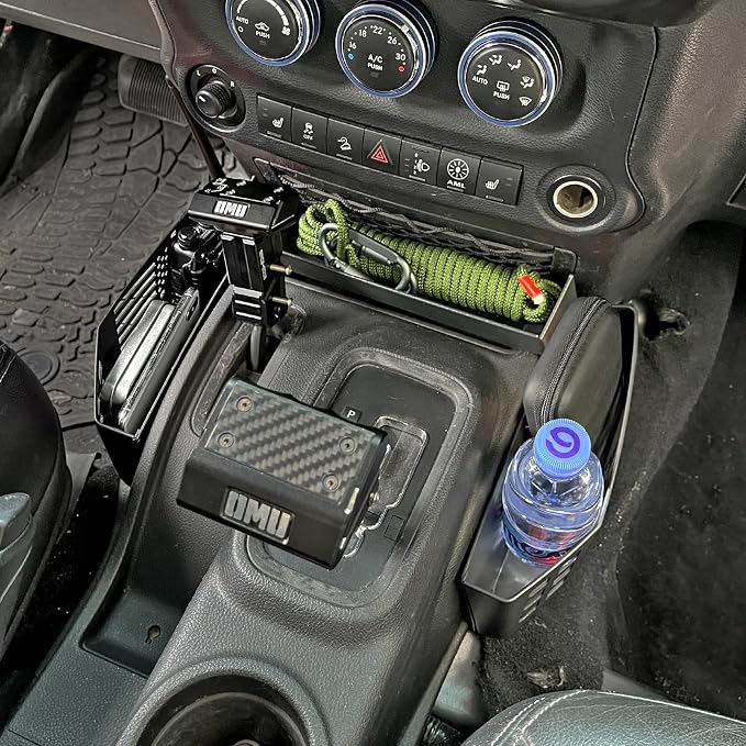 MAIKER Upgrade JK Metal Gear Shift Storage Box Center Console Hanging Box Gear Tray Compatible with 2011-2018 Jeep Wrangler JK JKU, US Flag