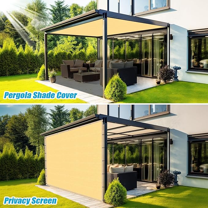 Amagenix 90% Shade Fabric 4'X 18' Sand Sun Shade Cloth with Grommets for Pergola Replacement Shade Cover Canopy, Heavy Duty, Cable Zip Ties Included (We Customized)
