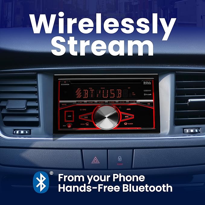 BOSS Audio Systems 850BRGB Car Stereo - Double Din, Bluetooth, Aux In, USB, CD DVD Player, AM/FM Radio Receiver, Multi Color Illumination