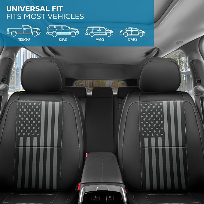 American Black Flag Seat Covers for Trucks, Cars, & SUV - Napa Leather US Car Seat Covers American Flag Truck Accessories - Car Seat Cover American Flag Car Accessories Car Seat Protector