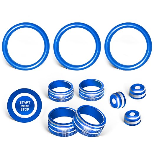 for Nissan Sentra 2025 2024 2020-2023 Accessories Knob Cover Set - Volume Tune Knob Covers, Air Conditioner, Air Vent Outlet Rings/Covers Push Start Stop Button Ring Trim for Sentra, 12Pcs (Blue)