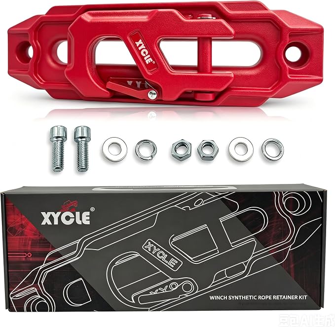 Winch Fairlead with Tow Hook, Red, 10 in. (254 mm) | Synthetic Rope Fairlead, Forged Winch Hook, 10000 lb. - 20000 lb Towing, For SUV Truck Trailer Jeep, Electric Winches