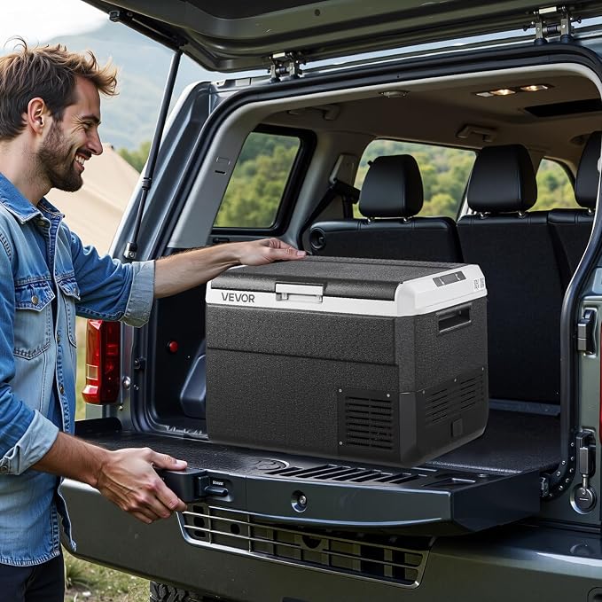 VEVOR 12 Volt Car Refrigerator, 52.8QT/50L Car Fridge, Portable Electric Cooler with -4℉~68℉ Adjustable Temperature, 12/24V DC and 100-240V AC Compressor Freezer for Outdoor, Camping, Travel, RV