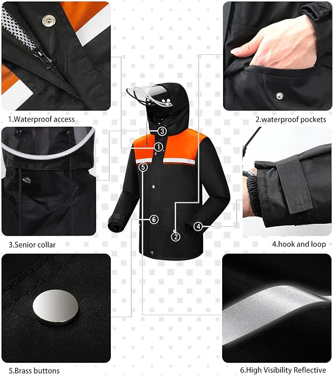 iCreek Rain Suit Waterproof Jacket and Pants Hi Vis Raincoat for Men and Women Reflective Outdoor for All-Sport Work