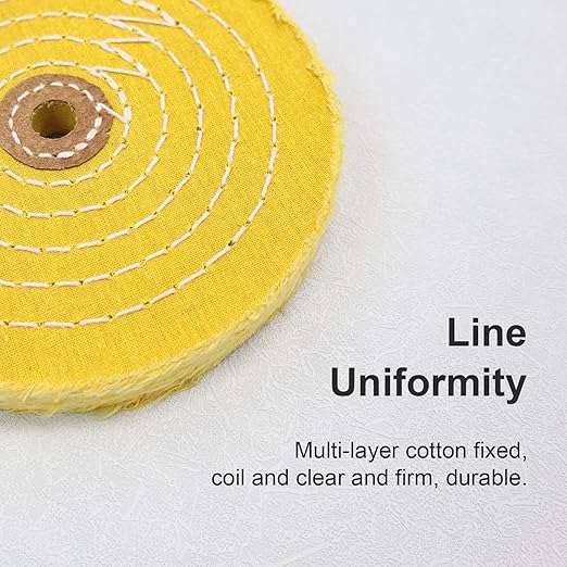 SCOTTCHEN Buffing Polishing Wheel 6 inch Treated Yellow Cotton Medium(42 Ply) with 1/2 inch Arbor Hole for Bench Grinder - 1 Pack