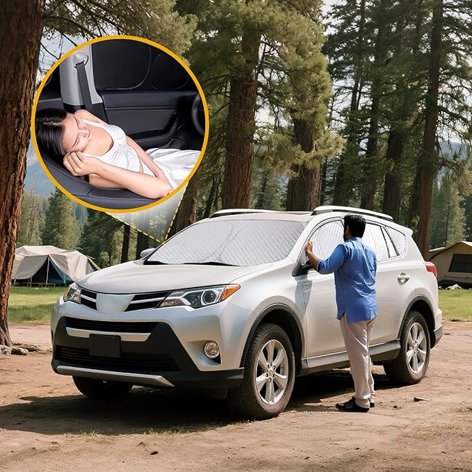 ZATOTOO Car Window Shades Toyota RAV4 2019-2024 Custom Sun Shades Full Set Front Side Rear Triangle Window Covers Total Blackout Privacy & UV Protection Heat Blocking for Camping Napping Long Parking