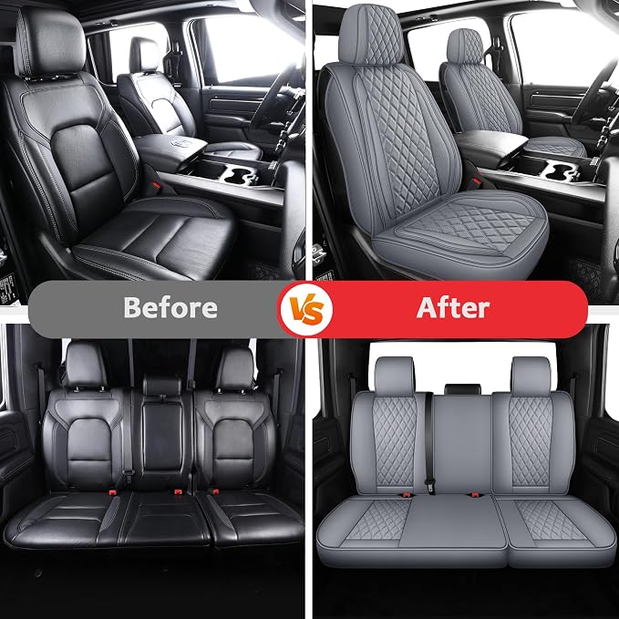 MIROZO Chevy Silverado GMC Sierra Seat Covers,Waterproof Truck Seat Covers Leather Seat Protector Fits for 2007-2013 and 2019-2026 Chevy Silverado GMC Sierra 1500 2500HD 3500HD Crew Cab