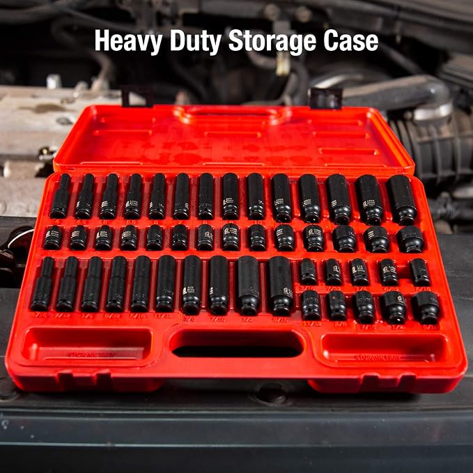 SUNEX TOOLS 1848,1/4 Inch Drive Master Impact Socket Set, 48-Piece, SAE/Metric,3/16 Inch-9/16-Inch,4mm-15mm, Standard/Deep,Cr-Mo Alloy Steel,Radius Corner Design, Heavy Duty Storage Case (Pack of 5)