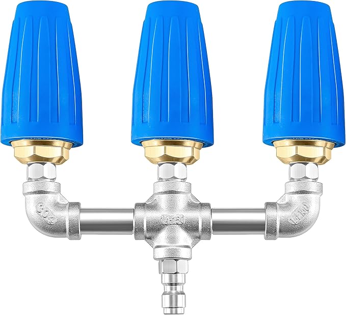Triple Turbo Nozzle Pressure Washer, 3-in-1 Power Washer Turbo Nozzle with 1/4" Quick Connect, 360° Rotating Turbo Nozzle Tip- 4000 PSI, 4-6 GPM, 2.0 Orifice, Blue