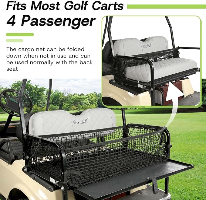 4 Passenger Golf Cart Cargo Net for Club Car EZGO Yamaha Adjustable Elastic Storage Net Black Washable Grocery Shopping Bag