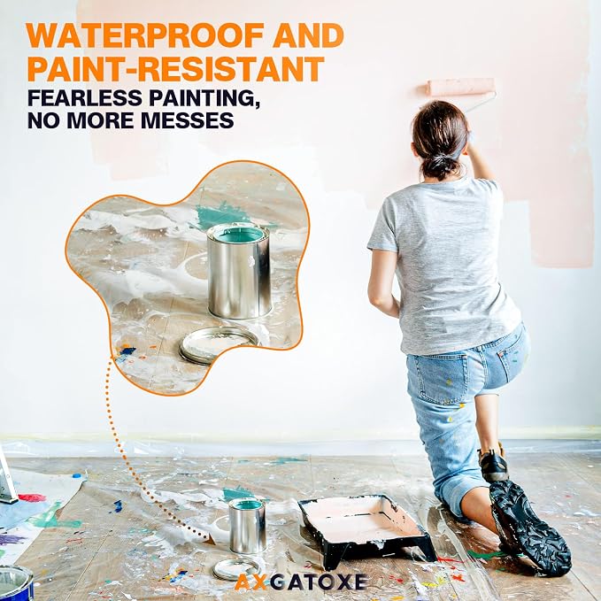 12 x 9 Ft Plastic Sheet Drop Cloths (30-Pack) - Disposable Painter's Sheeting & Tarps for Painting, Waterproof Painting Supplies, Dust Cover for Furniture/Couch/Floor Protection