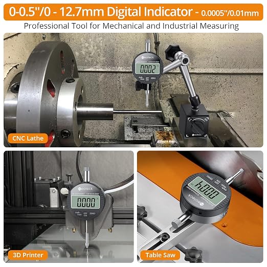 Neoteck 0-12.7mm/0.5" Digital Dial Indicator with 0.01mm/0.0005" High Precision Dial Gauge with LCD Display,Inch/Metric Conversion,Zero Setting,for Lathe, Runout Measurement,Mechanical Workshop