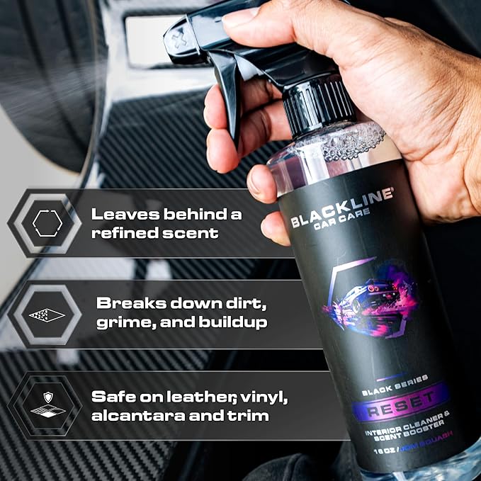 Blackline Luxury Scented Leather Interior Car Cleaner Reset Deep Cleans & Deodorizes All Surfaces, pH-Neutral High-Foam Formula, Long-Lasting Premium Fragrance and Deodorization for Car - Teakwood